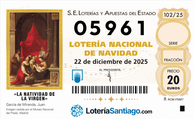 décimo 05961 de lotería de navidad 2025